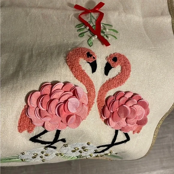 NWT whimsical holiday flamingo sweet table runner